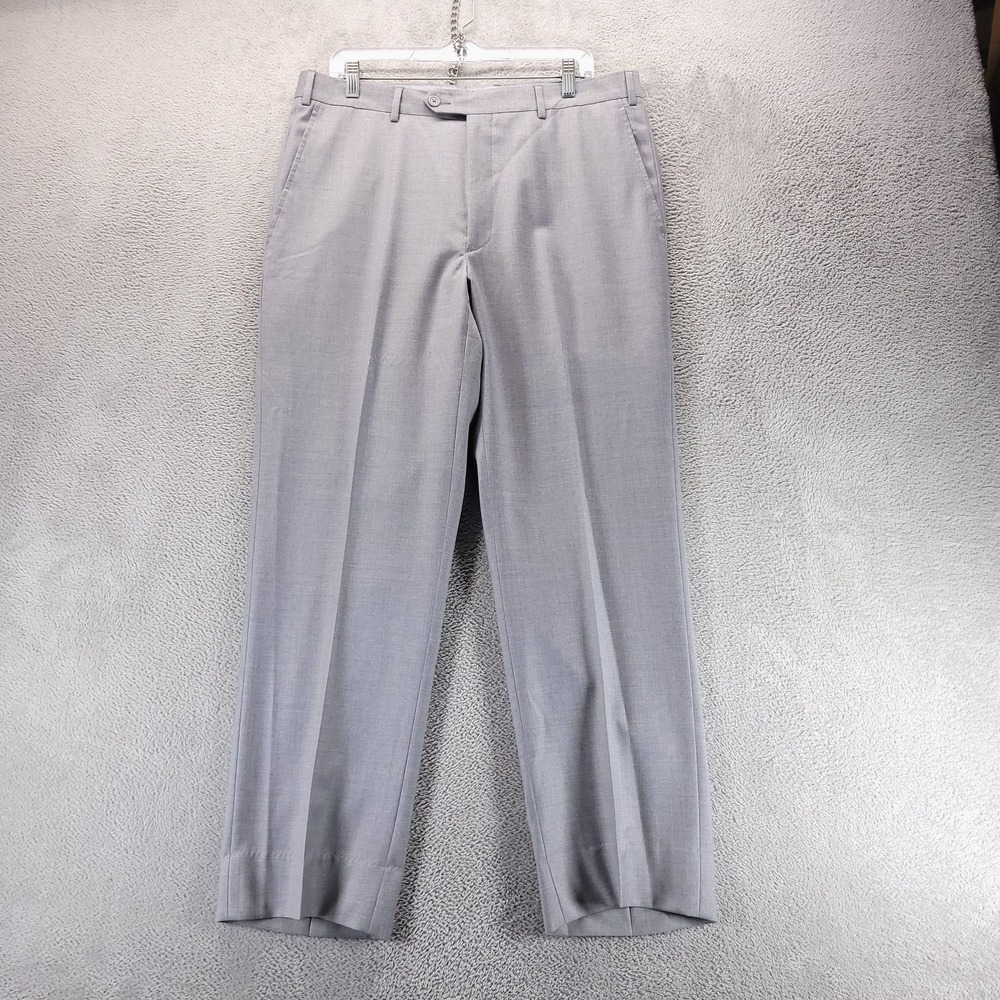 Santorelli Dress Pants Mens 36 Gray New Romeo Flat Front Wool Italy Trousers